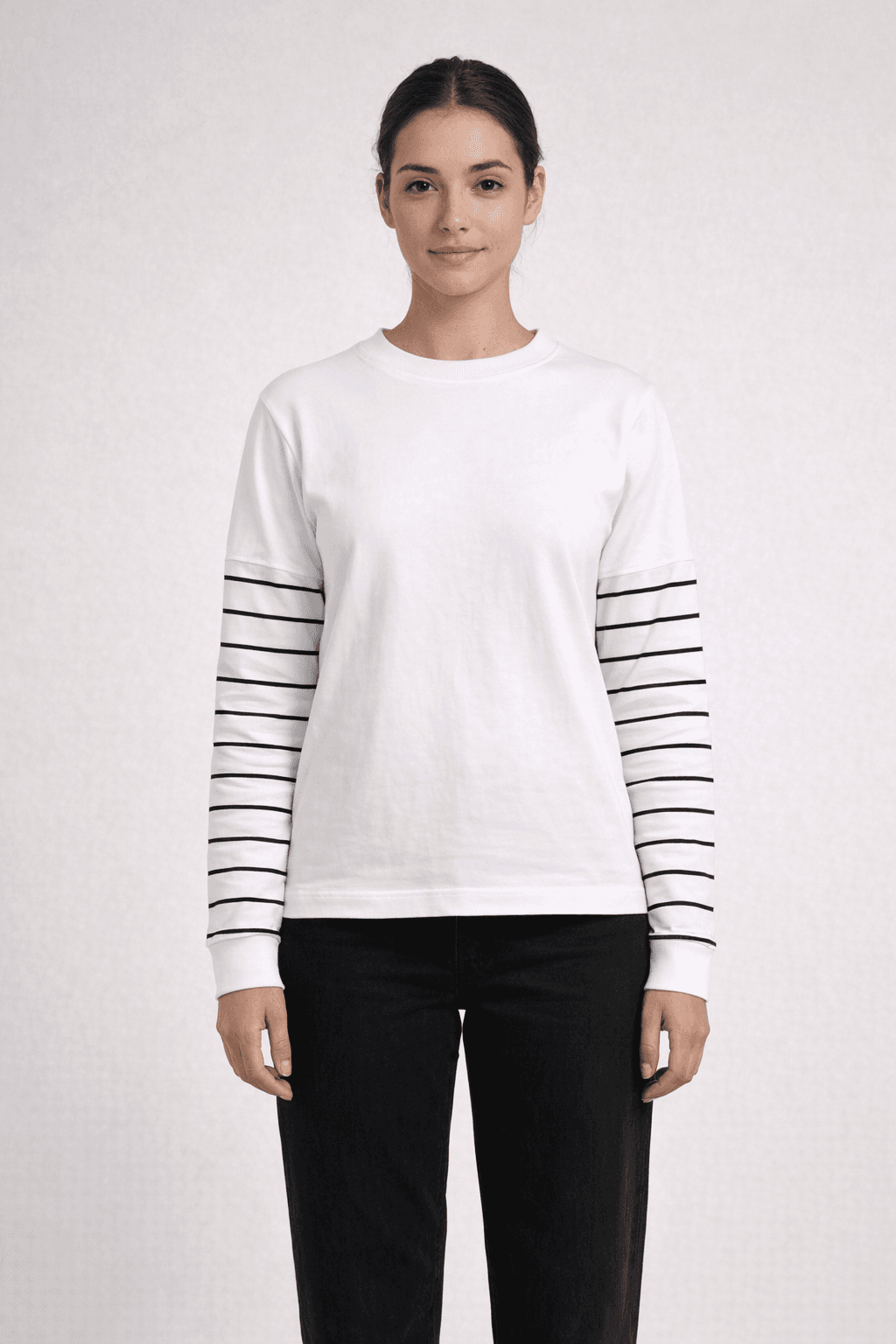 Mood & Vibe Ladies Stripe Crew