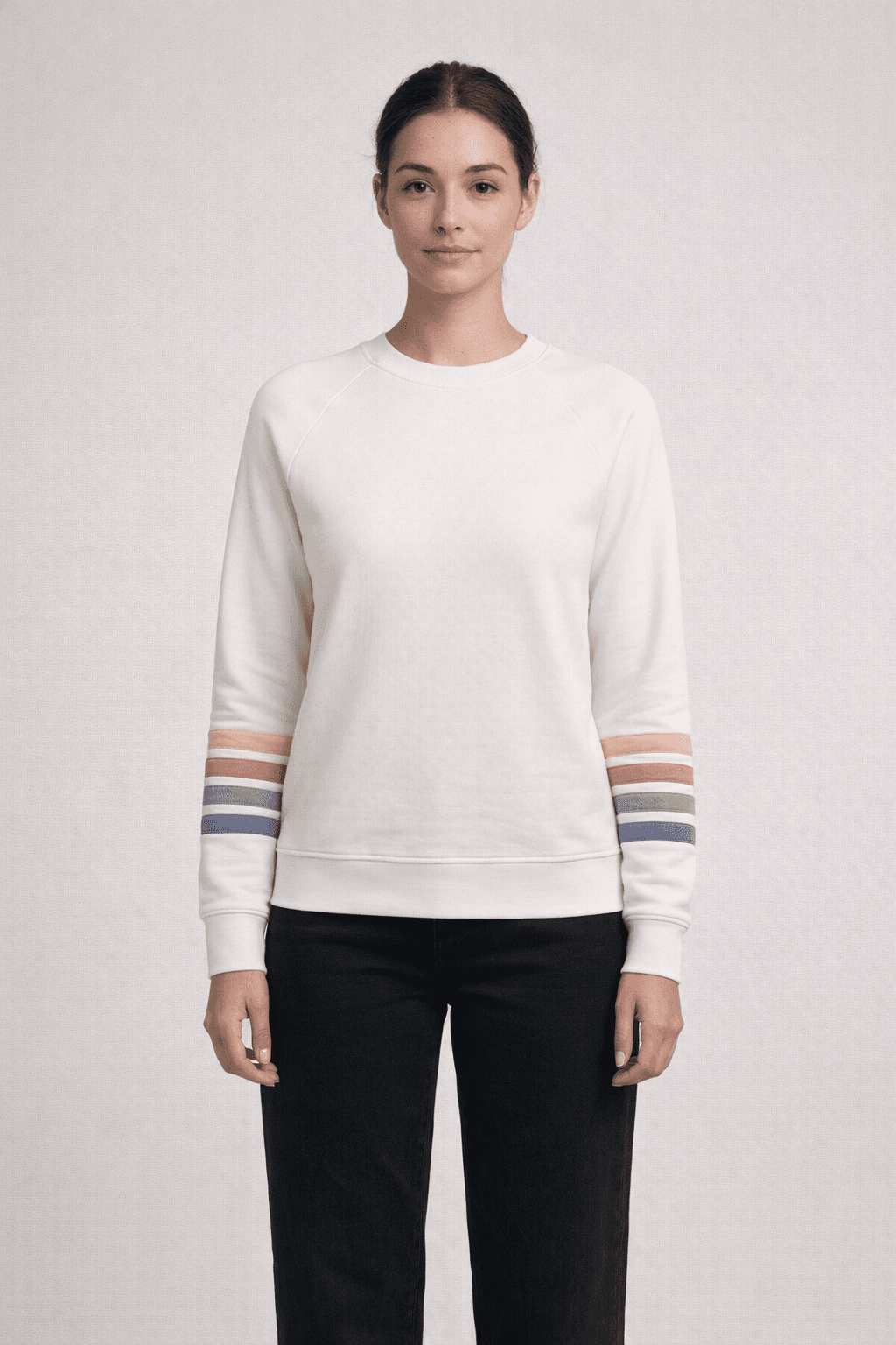 Allana  Stripe Sleeve Crew