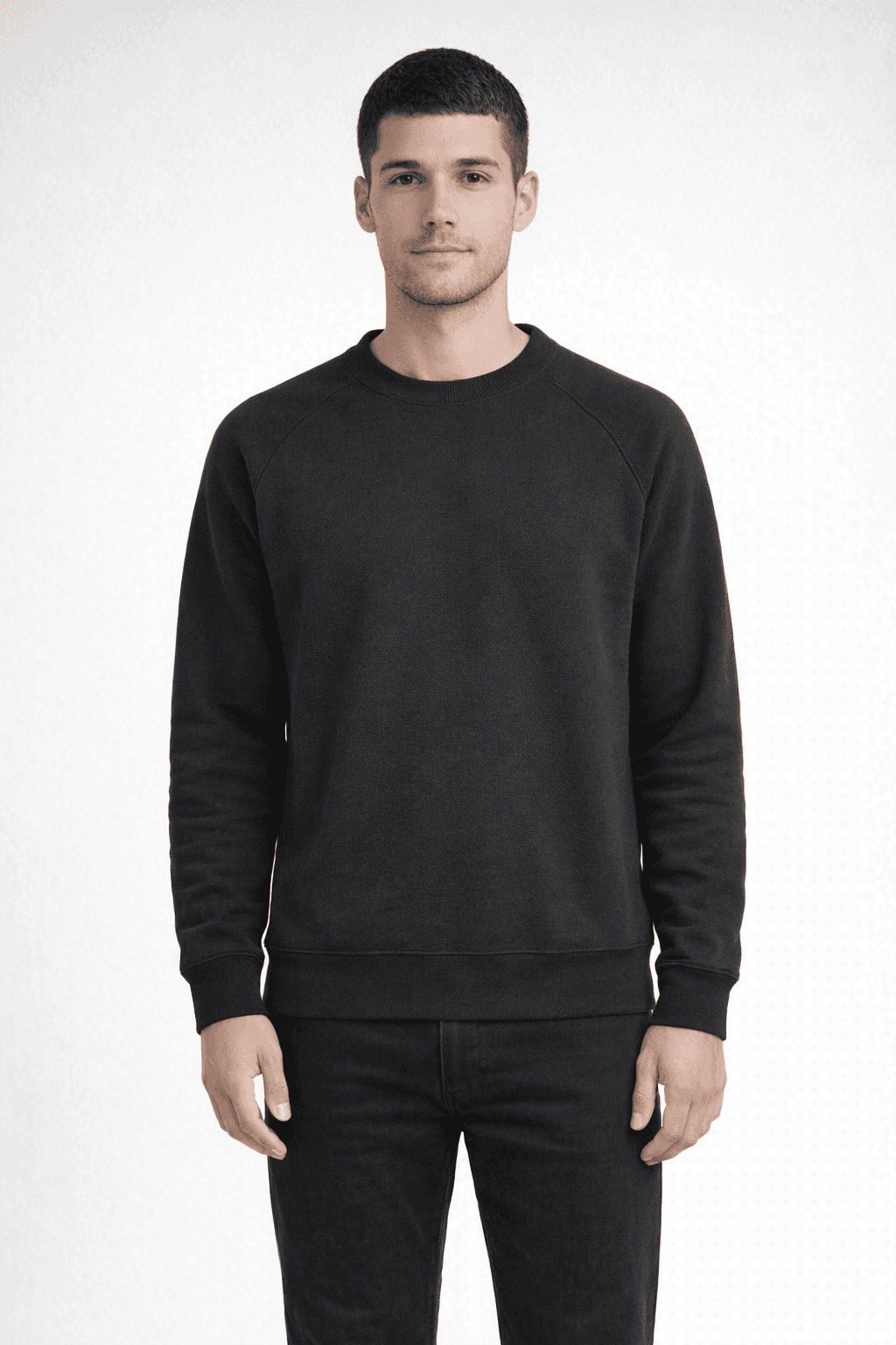Vintage Fleece Raglan Crewneck - BLACK