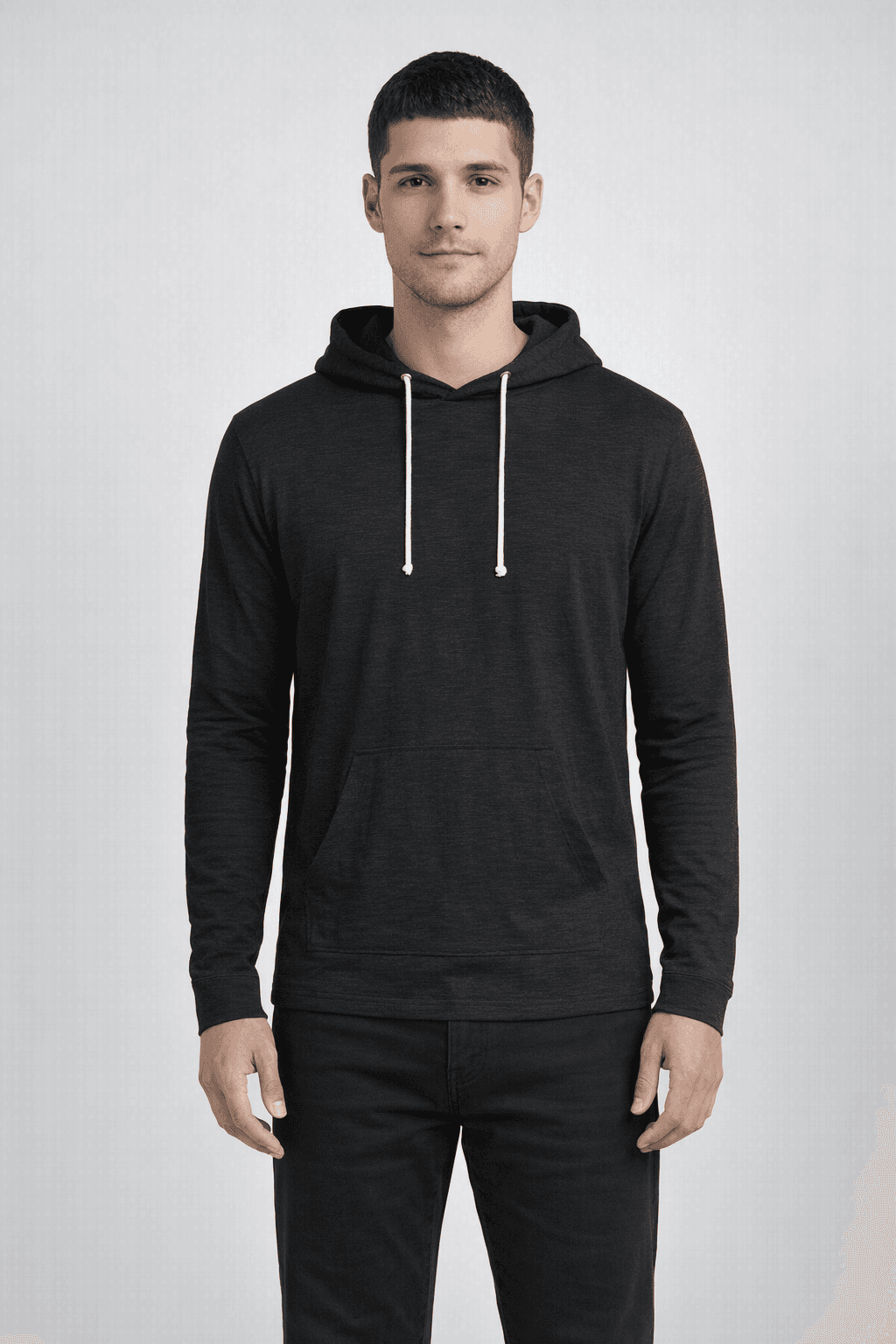 Miles Slub Hooded Tee - BLACK