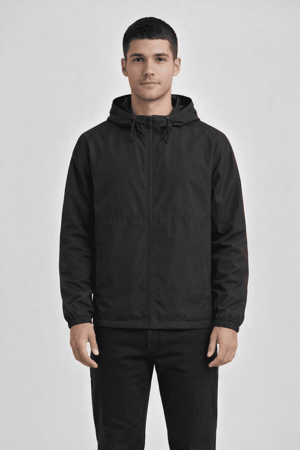 Full Zip Windbreaker - BLACK